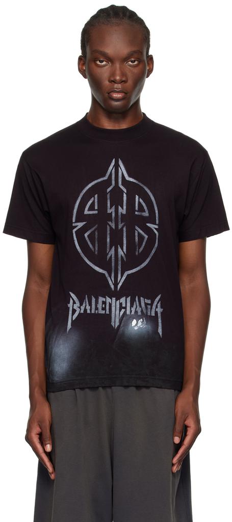 大人気 BALENCIAGA BURNING UNITY THIN JERSEY 796917TQVW61134 Balenciaga Black Burning Unity Thin Jersey Long Sleeve T