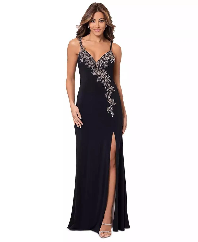 XSCAPE Petite Embellished V-Neck Gown 1