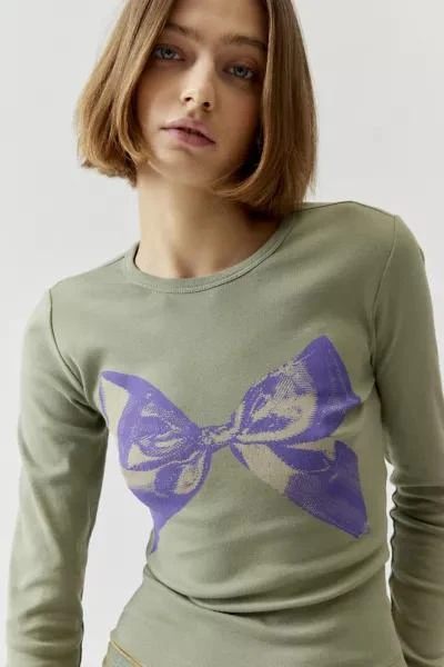 Urban Outfitters Sweet Bow Long Sleeve Baby Tee 2