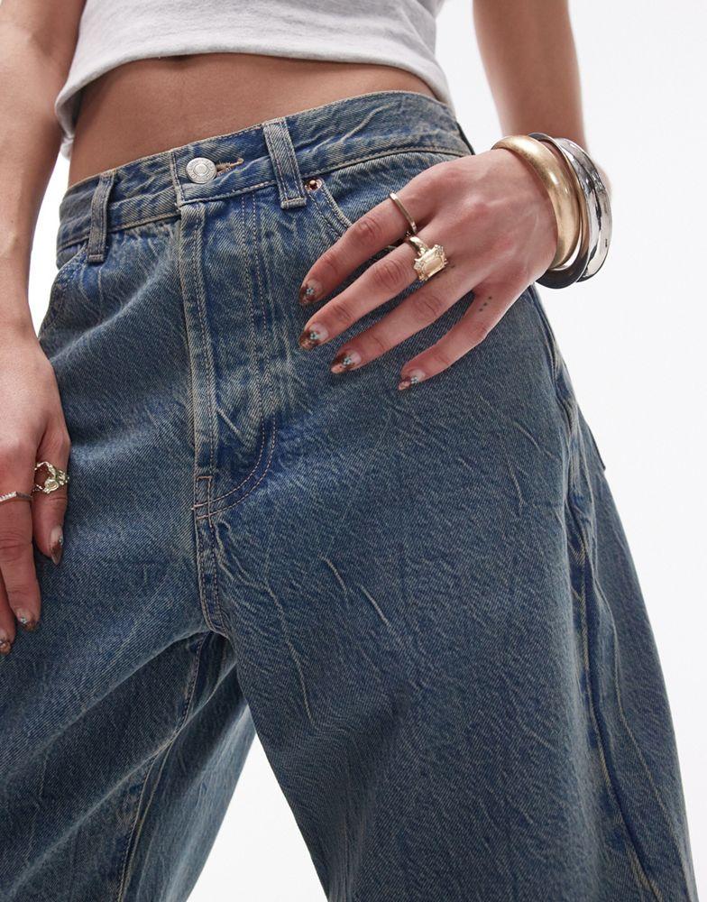 Topshop Topshop mid rise Column jeans in dirty marble wash