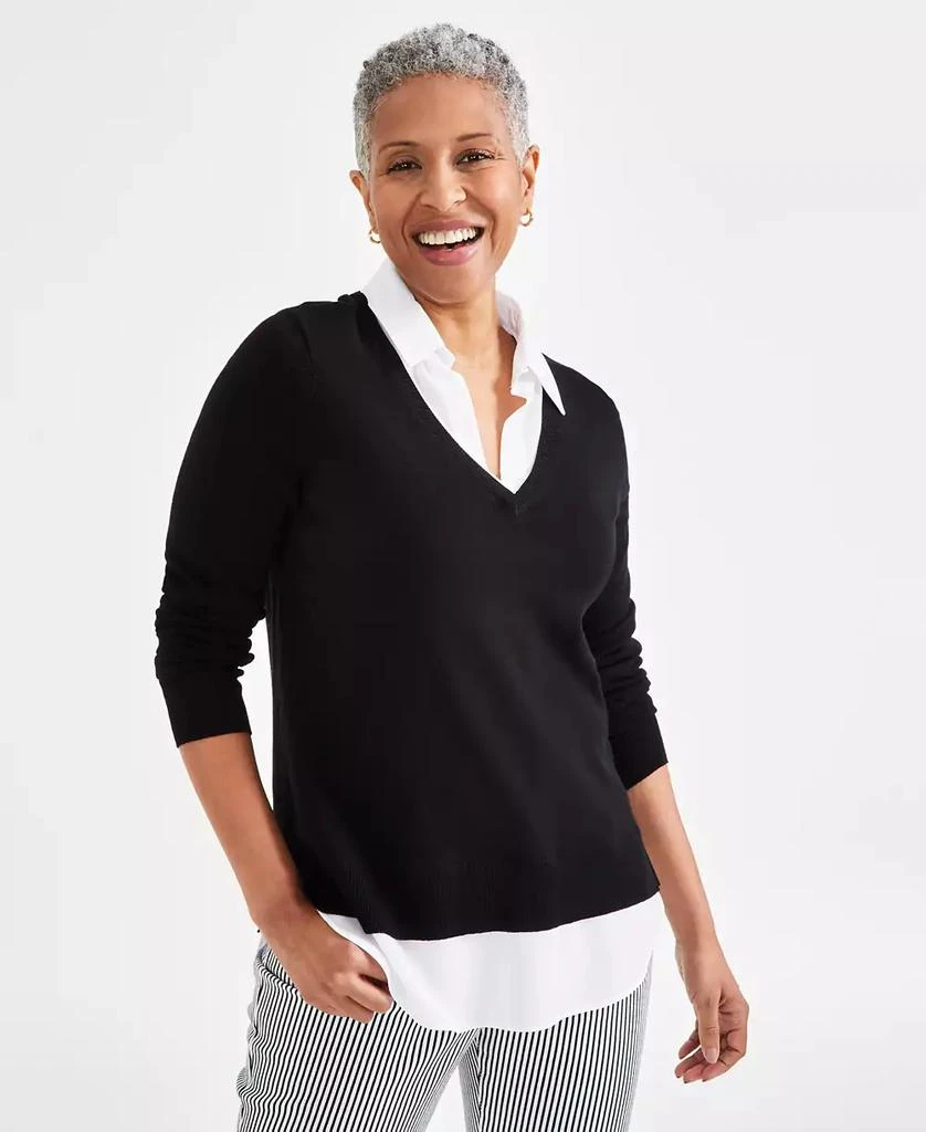 Style & Co Women's Long Sleeve Twofer Sweater, Created for Macy's 1