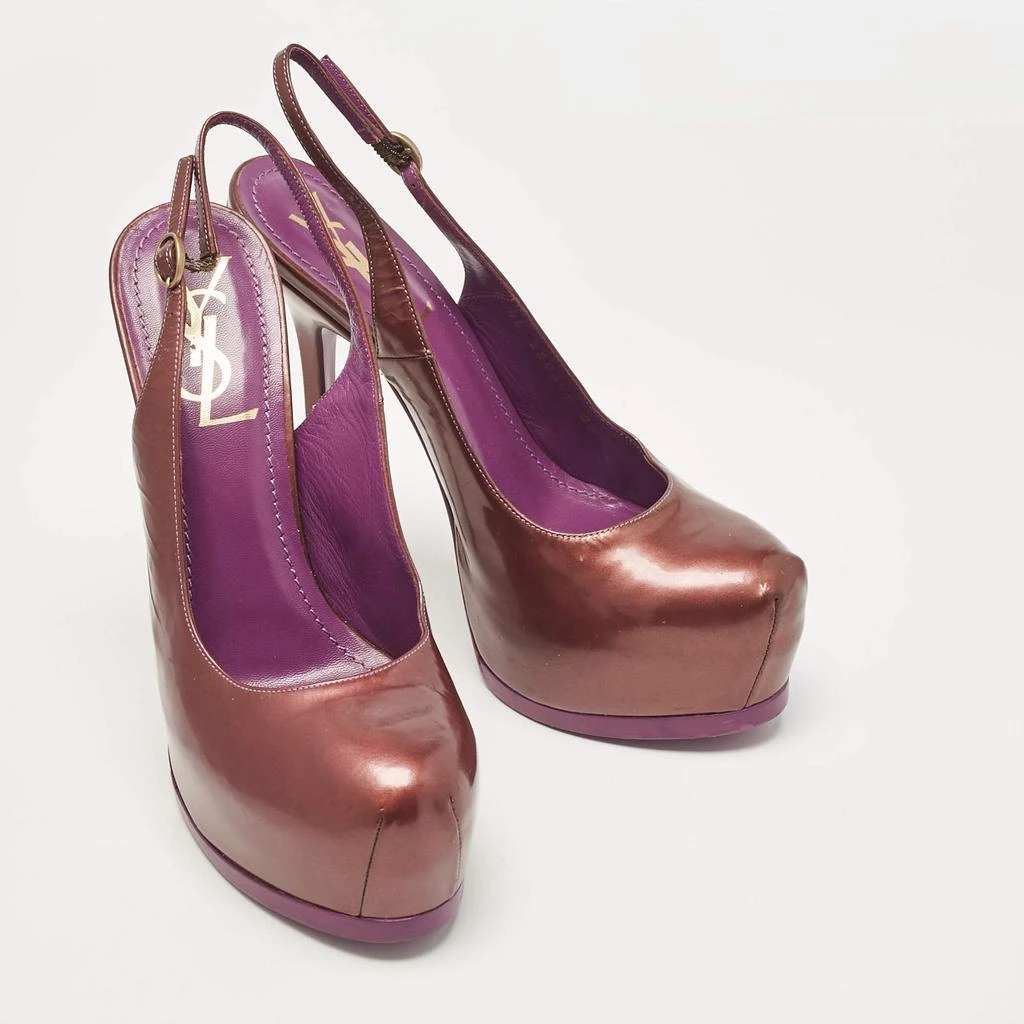 Yves Saint Laurent Yves Saint Laurent Purple Patent Leather Tribtoo Slingback Pumps Size 37 4