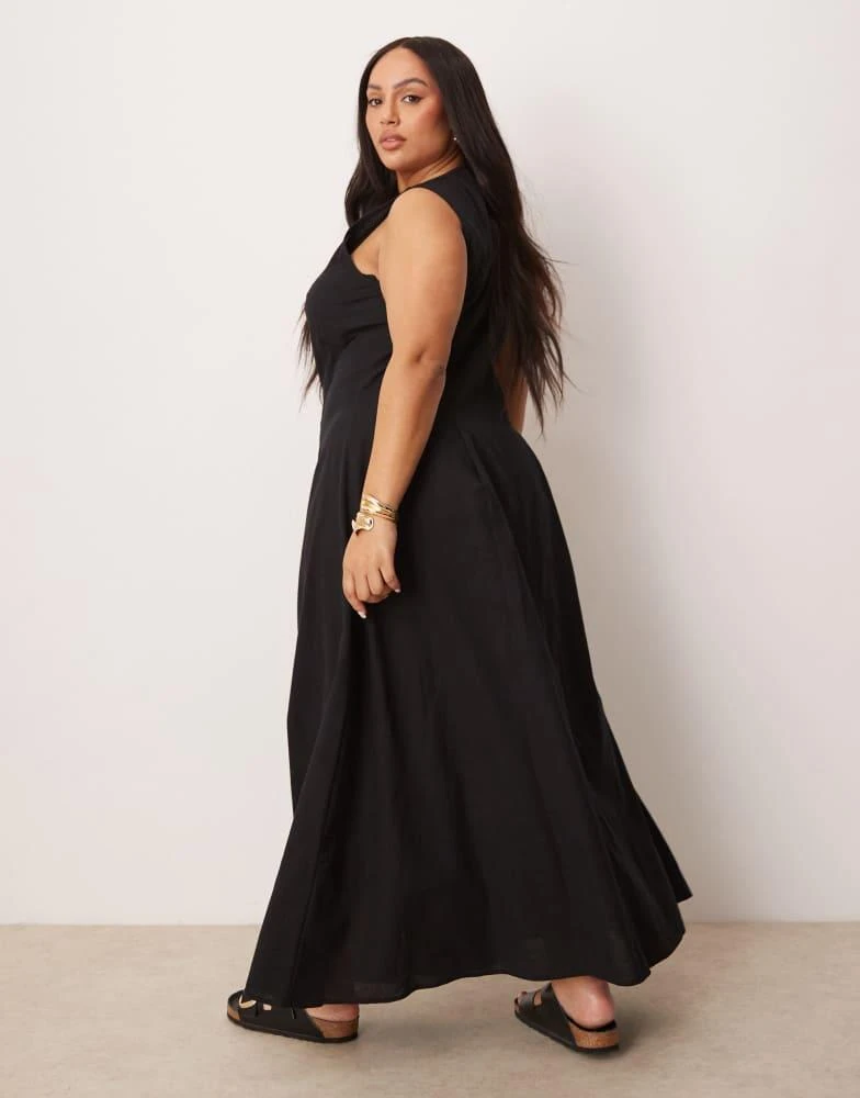 asos curve black dress ASOS DESIGN Curve cord smock mini dress with peplum hem in black – ASOS  Sample Sale main image 0