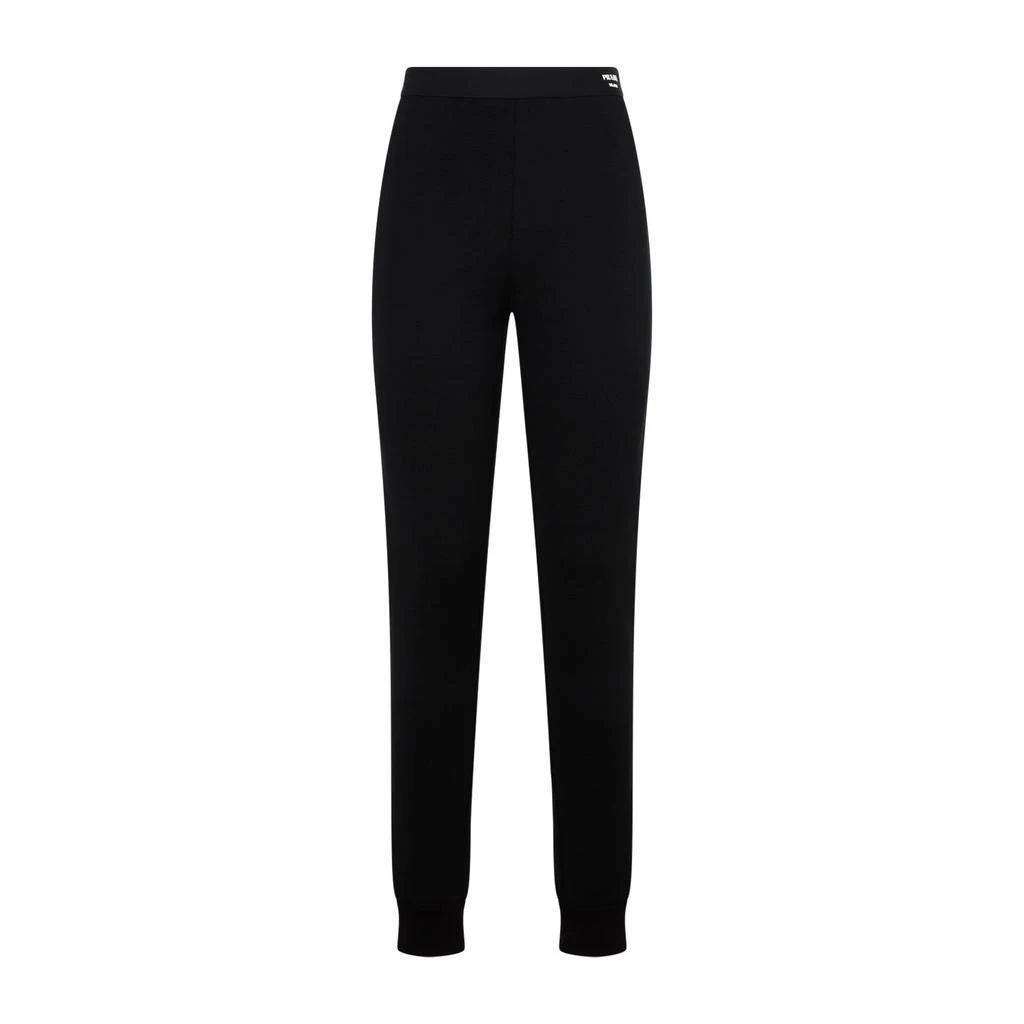 Prada Prada Logo Printed Cuffed Ankle Trousers 1