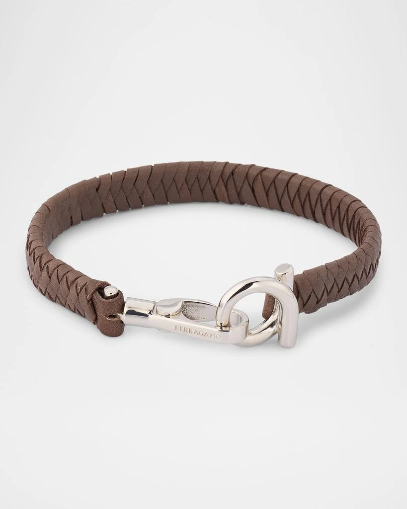 Salvatore Ferragamo Men's Woven Leather Gancio Bracelet 1