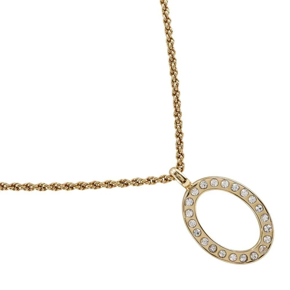 Dior Vintage Circle Pendant Necklace Metal With Crystals _Plated Necklace Jewelry (Pre-Owned)