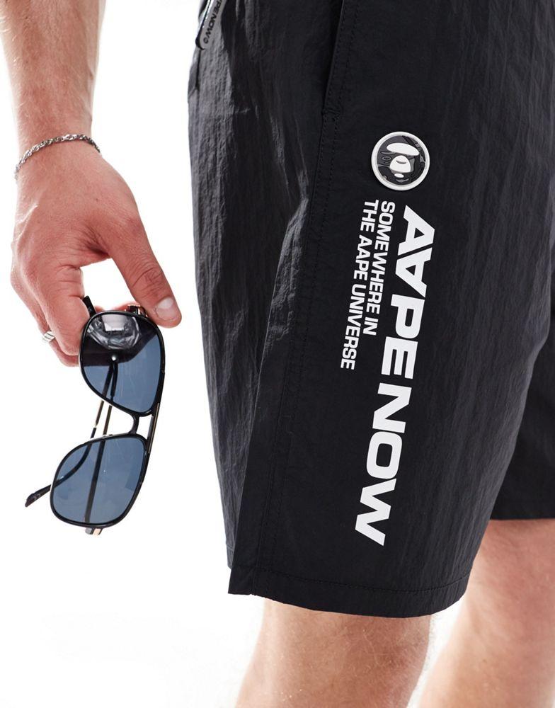 AAPE Aape By A Bathing Ape swim shorts with logo in black