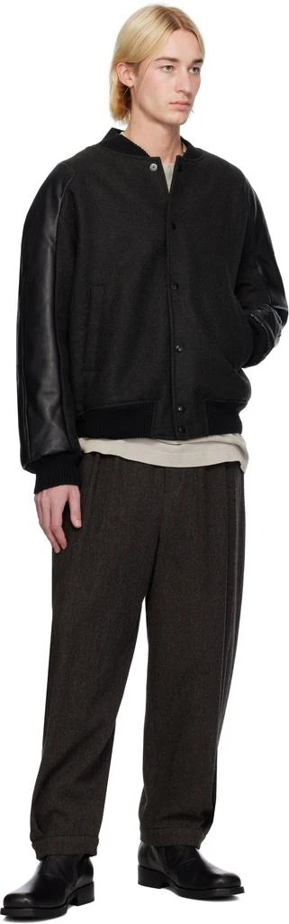 AMOMENTO Brown Wool Shirring Trousers 4