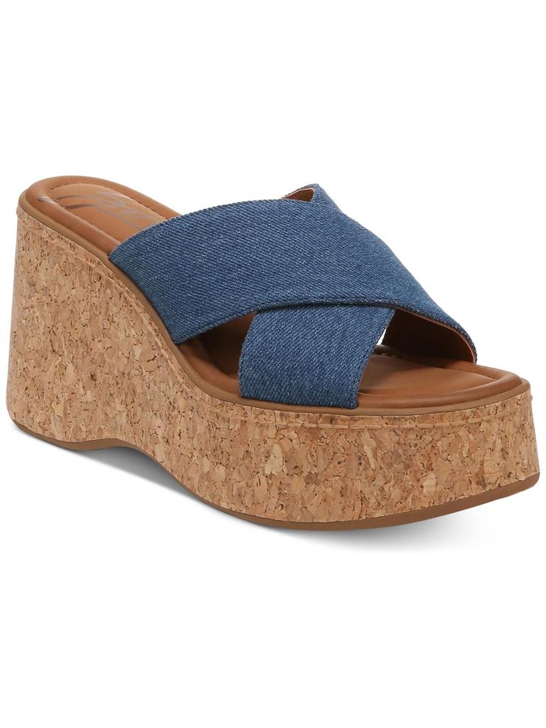 Zodiac Nessa Flower Womens Faux Leather Slide Platform Sandals