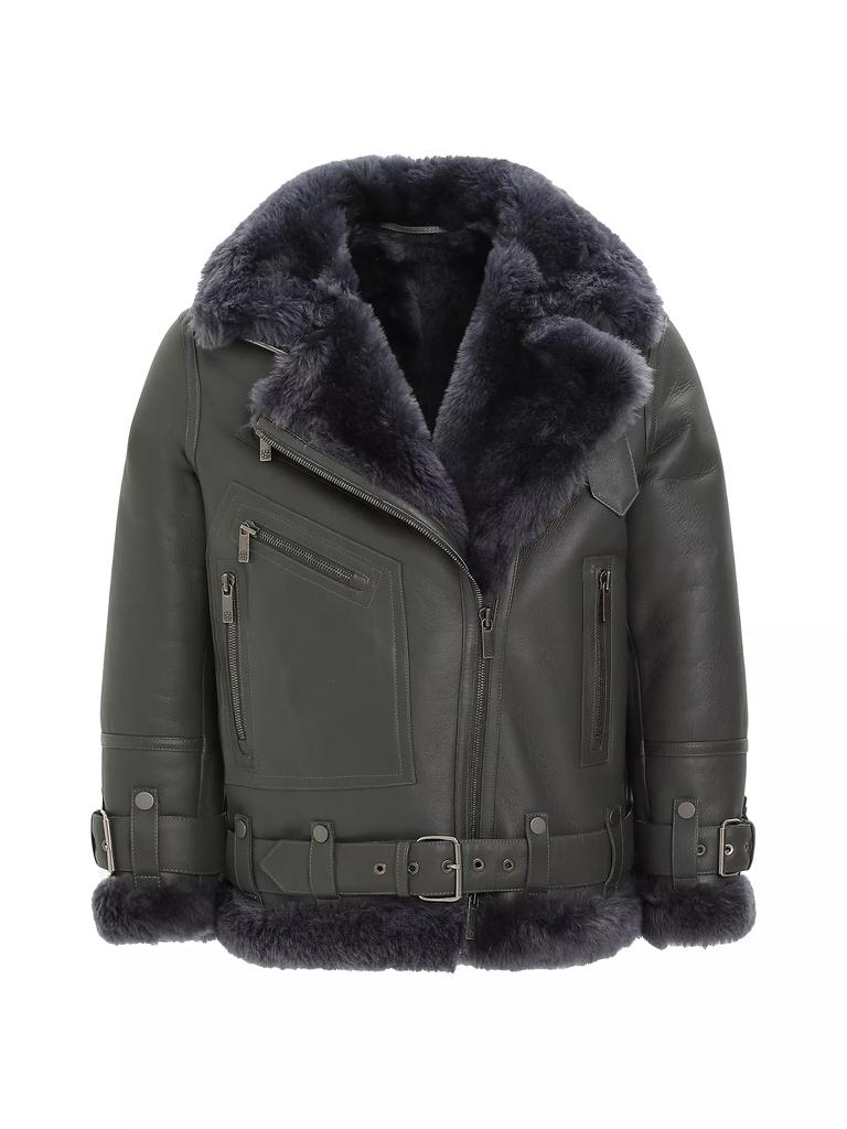 Gorski Shearling Lamb Zip Moto Jacket - Jackets - Free