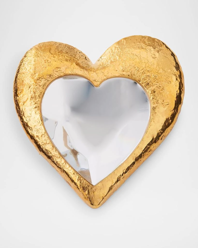 Oscar de la Renta 24K Gold Plated Glass Crystal Heart Brooch
