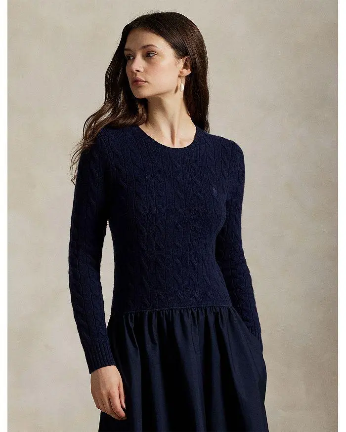 Ralph Lauren Cable Knit Poplin Dress 2