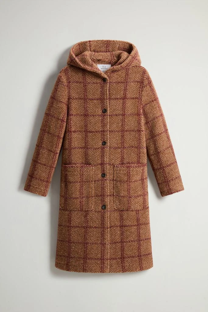 Woolrich Gentry Long Check Coat with Hood - Women - Brown 5