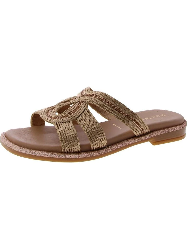 Ron White Womens Metallic Embellished Slide Sandals 1