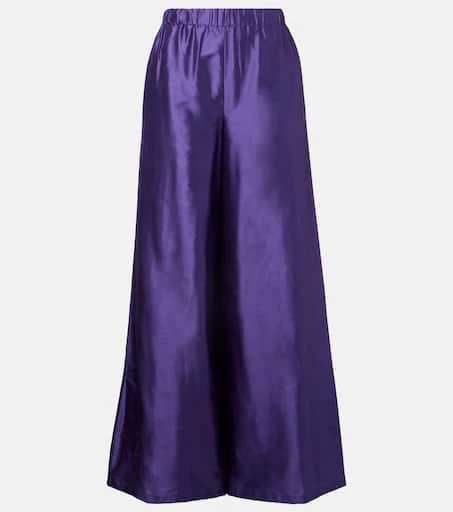 Max Mara Avio high-rise silk satin wide-leg pants 1