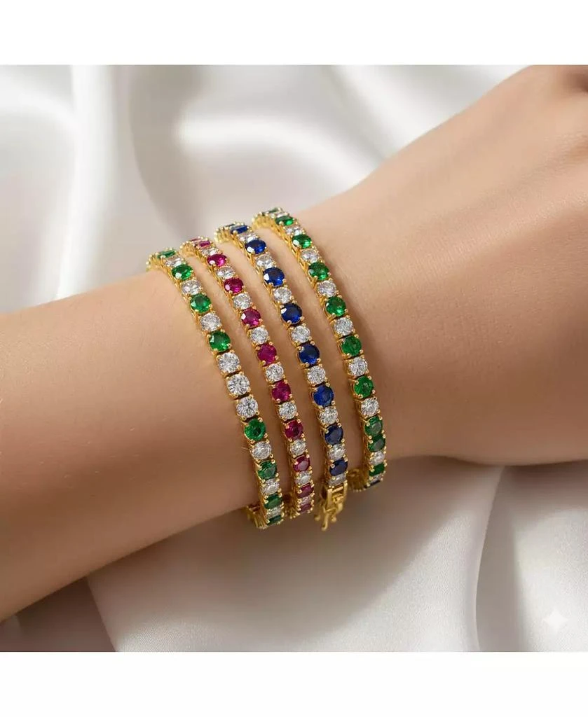 Etoielle Created Ruby Alternating CZ Gold over Silver Tennis Bracelet 7 inches 3