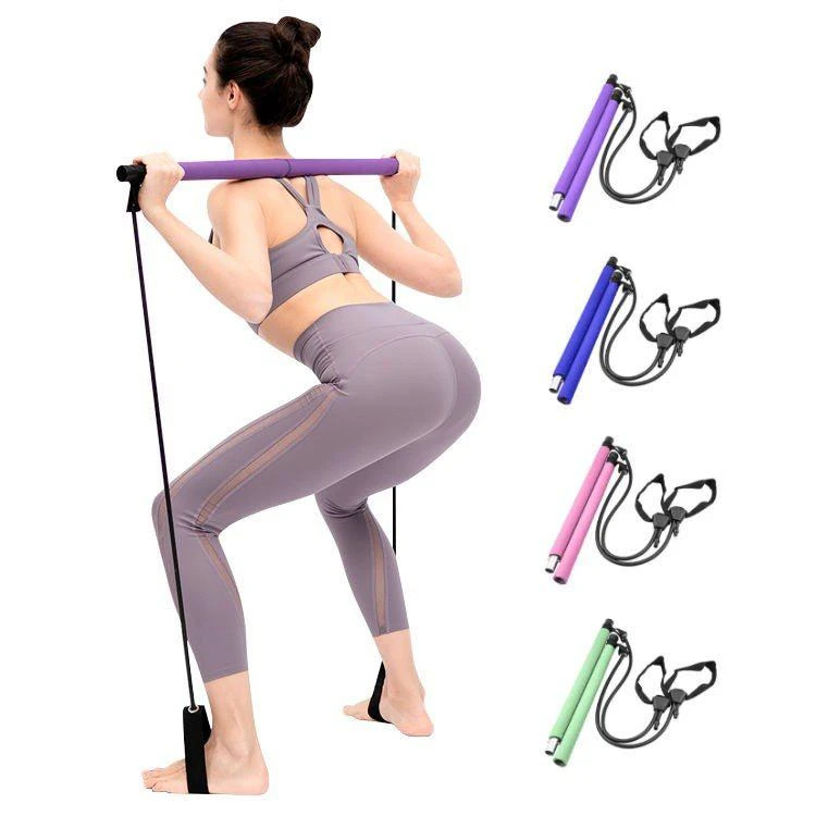 Vigor Indoor Exercise Portable Multi functional Yoga Stick Pilates Bar Kit With Resistance Band Bulk 3 Sets STYLE: 3 PACK 1