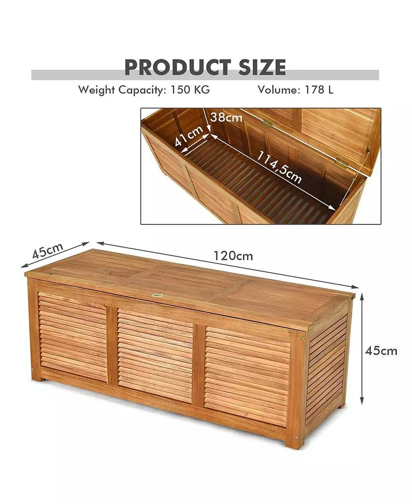 GOUUN 47 Gallon Acacia Wood Storage Bench Box for Patio Garden Deck 3