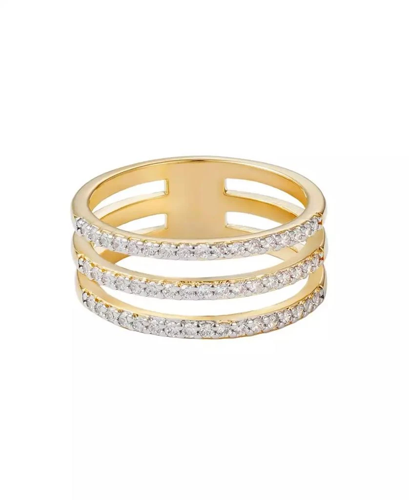 ADORNIA Gold CZ Triple Band Ring