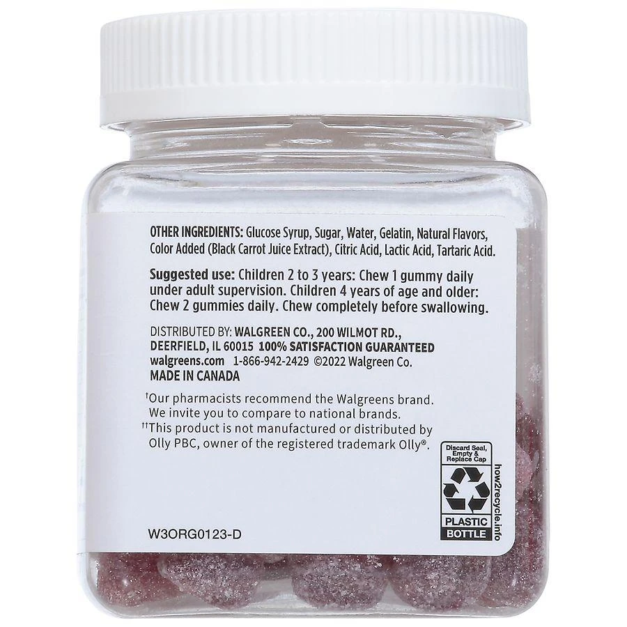 Walgreens Children's Multivitamin + Probiotic Gummies (70 days) Strawberry, Peach, Mixed Berry & Elderberry 3