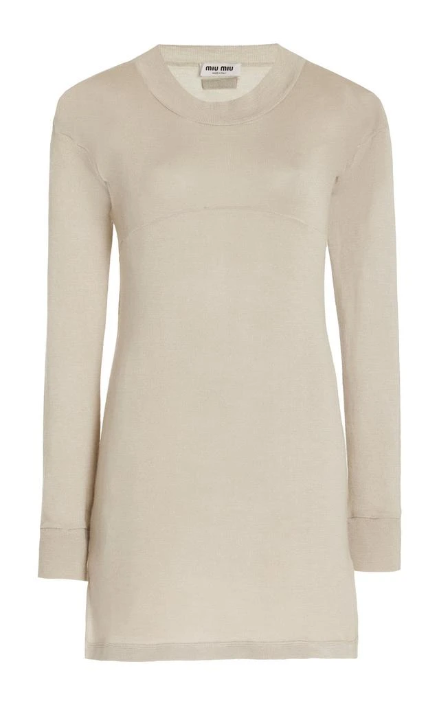 Miu Miu Miu Miu - Maglieria Cashmere-Silk Mini Dress - Grey - IT 38 - Moda Operandi 1