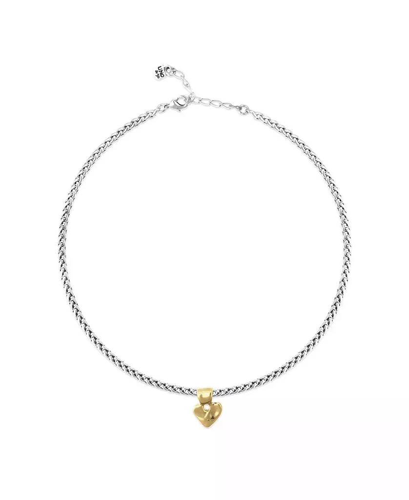 UNOde50 Sterling Silver Plated Ball Necklace with 18K Gold Heart Detail