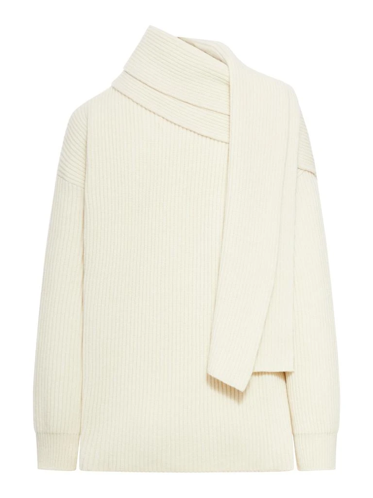 Jil Sander FINE WOOL SWEATER WITH WRAP SCARF DETAILS 2