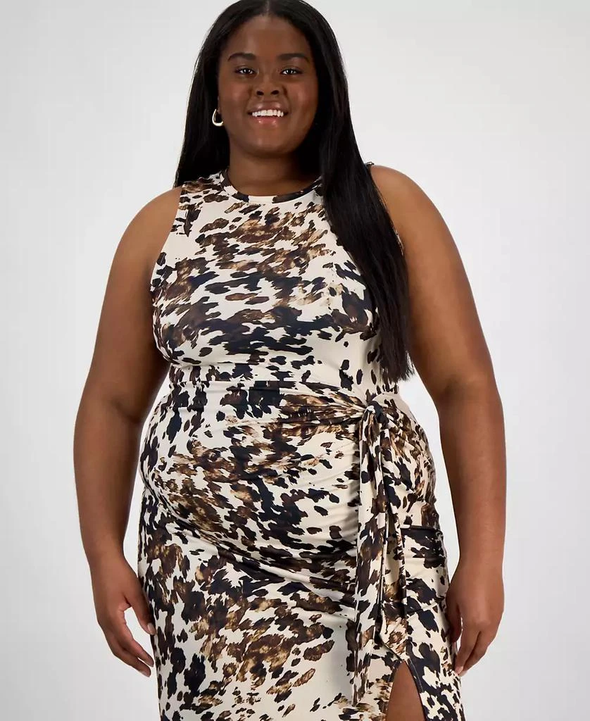 Bar III Trendy Plus Size Tie Front Bodycon Midi Dress, Created for Macy's 2