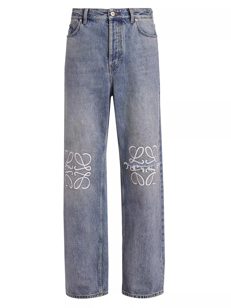 Loewe Embroidered Anagram Straight-Leg Jeans 1