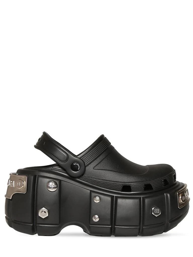 Balenciaga 110mm Hardcrocs Rubber Wedge Mules 1