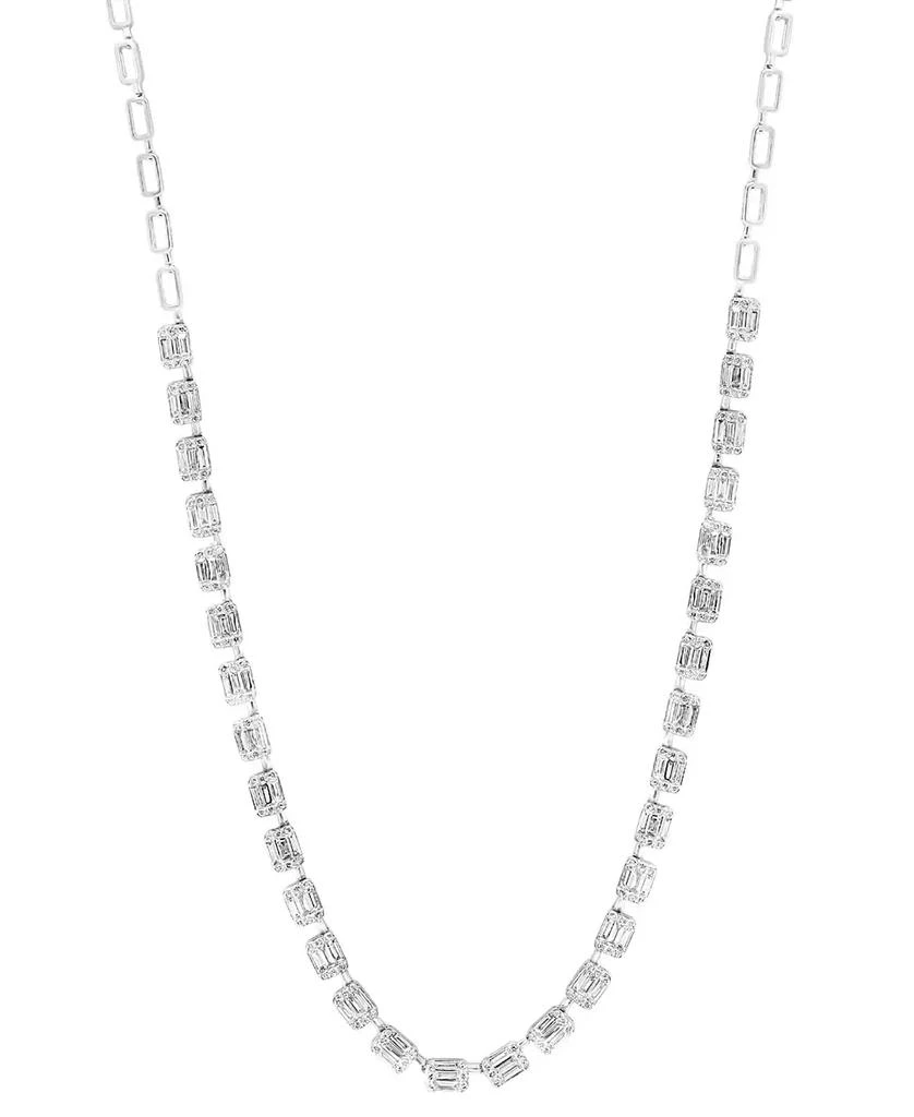 Effy EFFY® Diamond Baguette & Round Cluster 18-1/2" Tennis Necklace (4-3/8 ct. t.w.) in 14k White Gold 1