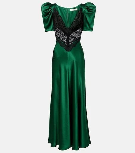 Rodarte, Lace-trimmed silk cocktail dress, Women, Green, S, Dresses