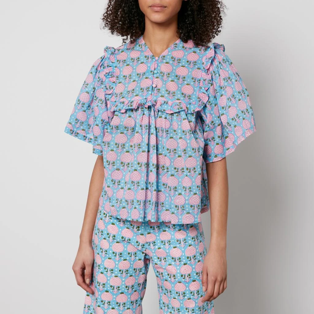 SZ Blockprints Mary Jane Floral-Print Cotton-Poplin Top 1