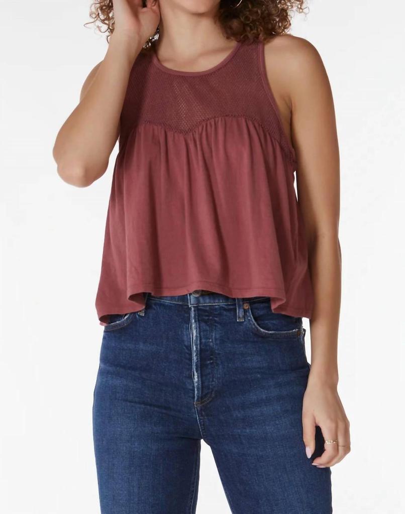 Bobi Bobi - Mesh Inset Shirred Sweetheart Tank