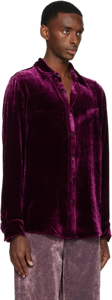 Dries Van Noten Burgundy Silk Velvet Shirt 2