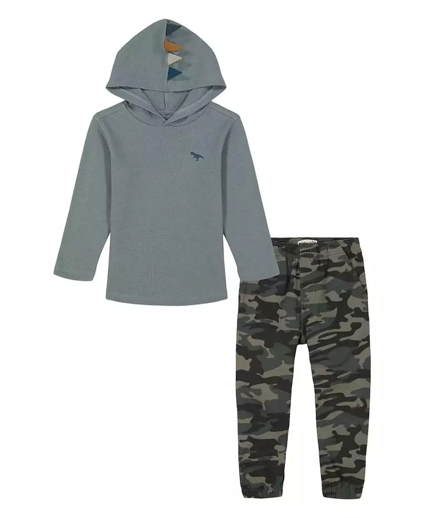 KIDS HEADQUARTERS Baby Boys Tail Spikes Hooded Long Sleeve Tee and Joggers, 2 Pc Set 1