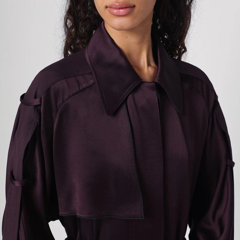 Victoria Beckham Eggplant colour single-breasted trench coat 4