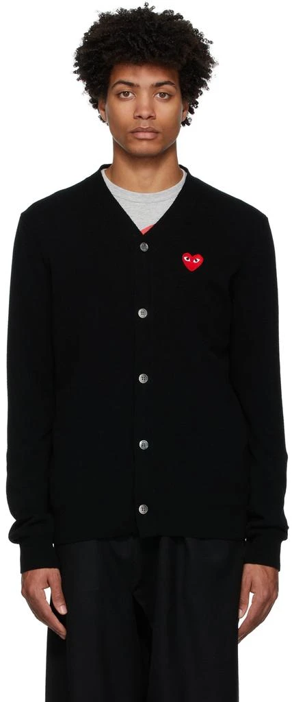 Comme des Garcons Black Wool Heart Patch Cardigan 1