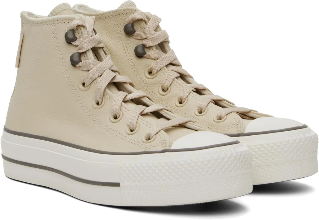Converse Beige Chuck Taylor All Star Lift Platform Weatherized Leather Sneakers 4