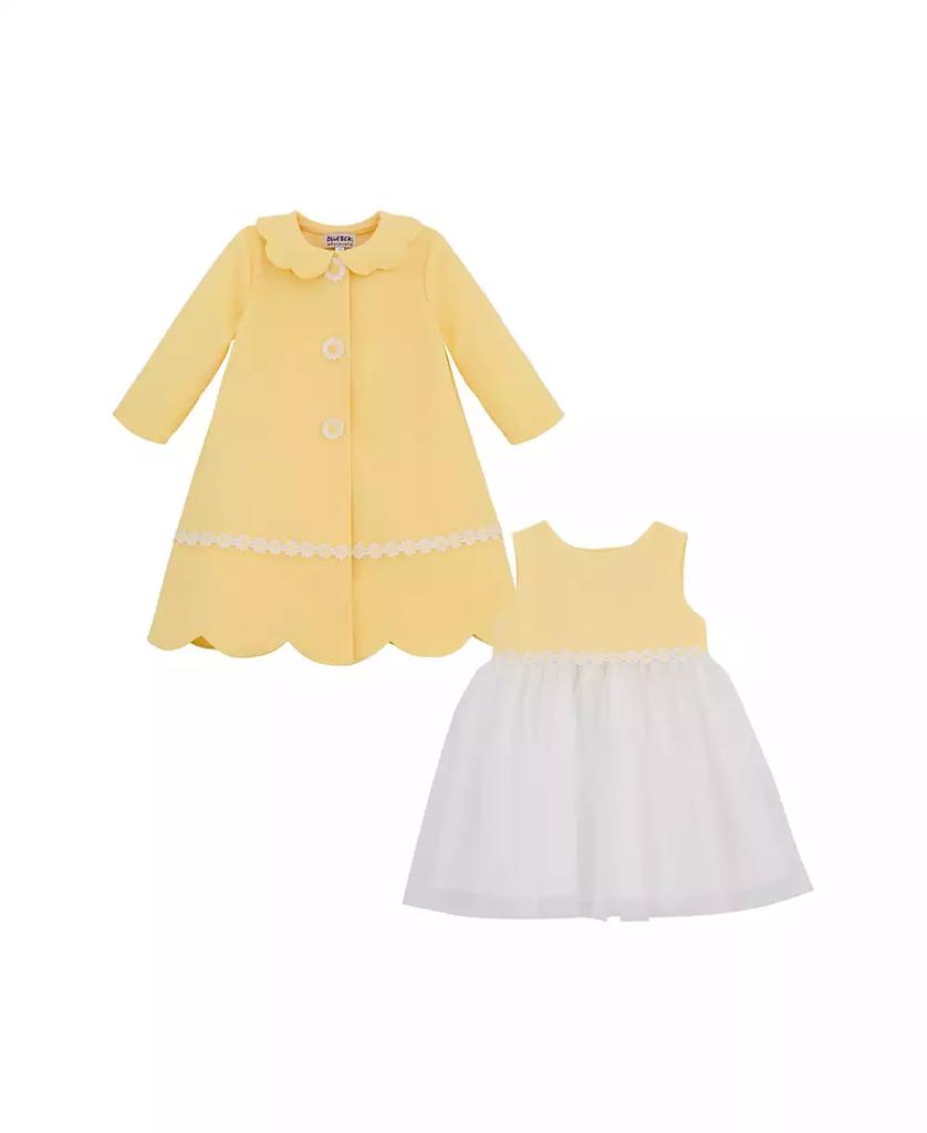 Blueberi Boulevard Baby Girls 2-Piece Daisy Embroidered Swing Coat Dress Set