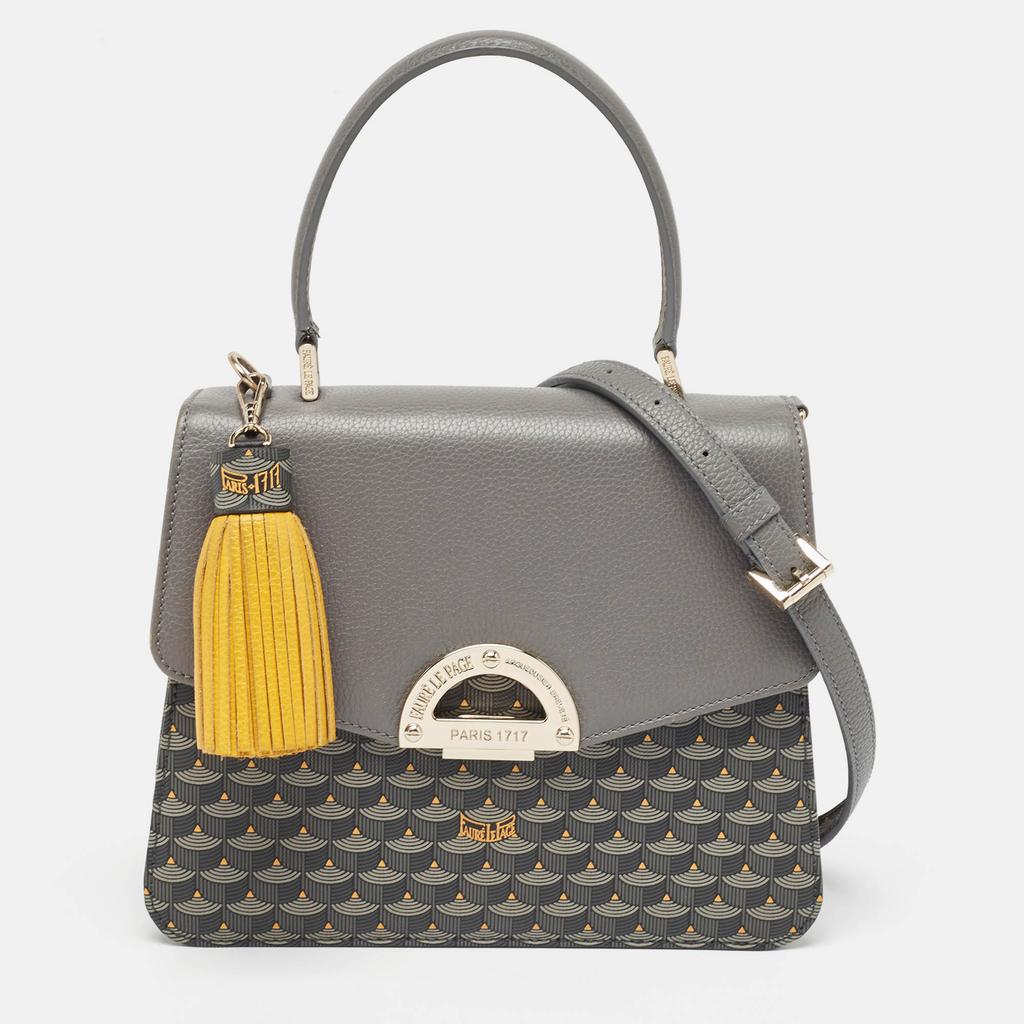 Faure Le Page Faure Le Page Grey Coated Canvas and Leather Parade Top Handle Bag