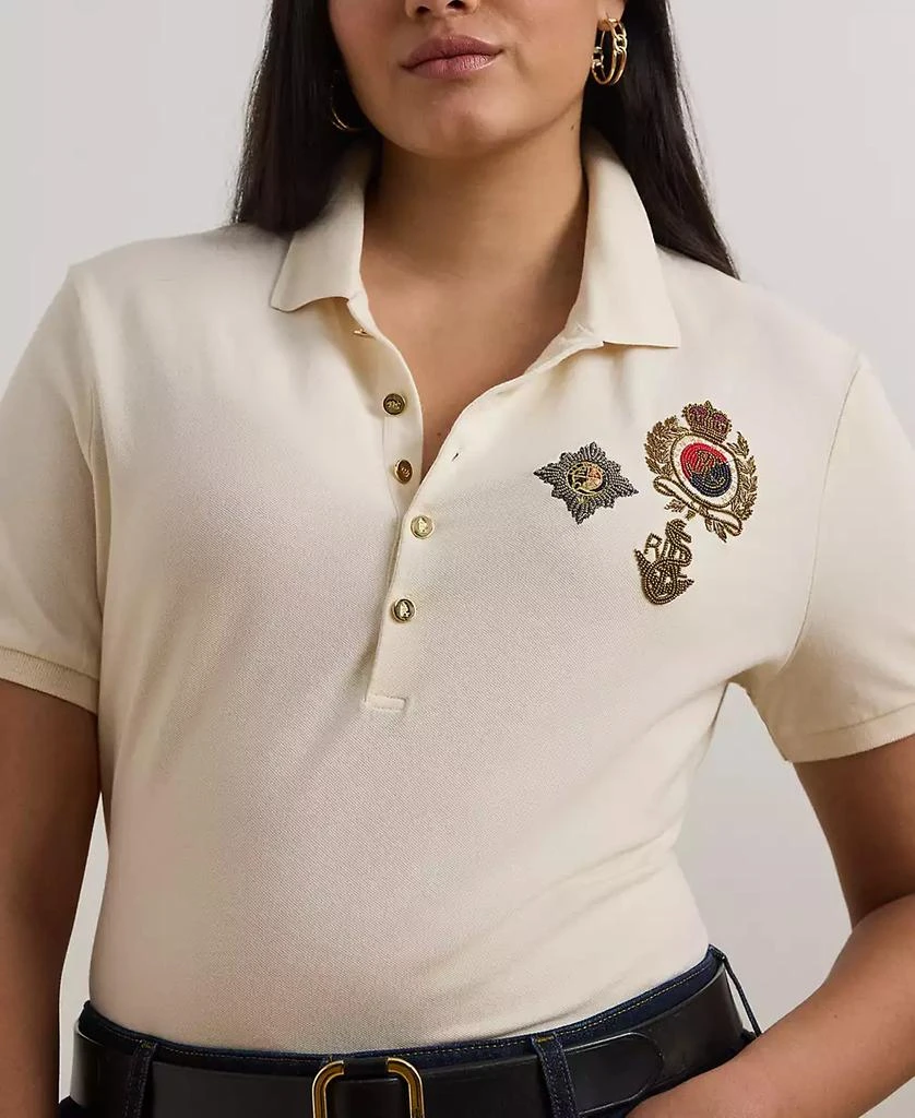 Ralph Lauren Plus Size Embellished Patch Polo Shirt 3