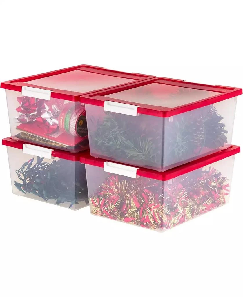IRIS USA 12 Qt. Plastic Holiday Storage Bins Containers with Lids, Clear -
