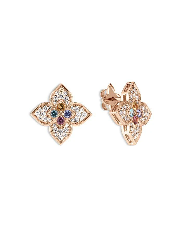 Roberto Coin 18K Rose Gold Venetian Princess Carnival Multi Gemstone 
Diamond Flower Stud Earrings