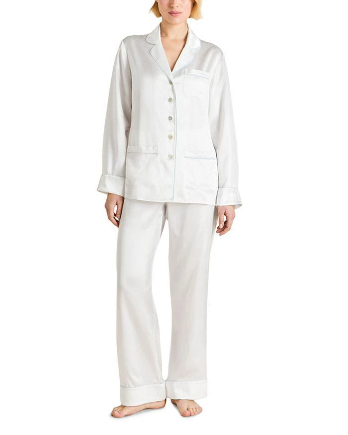 OLIVIA VON HALLE Silk Woven Long Pajama Set