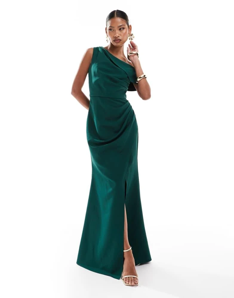Jarlo Jarol off the shoulder slit maxi dress in emerald 1