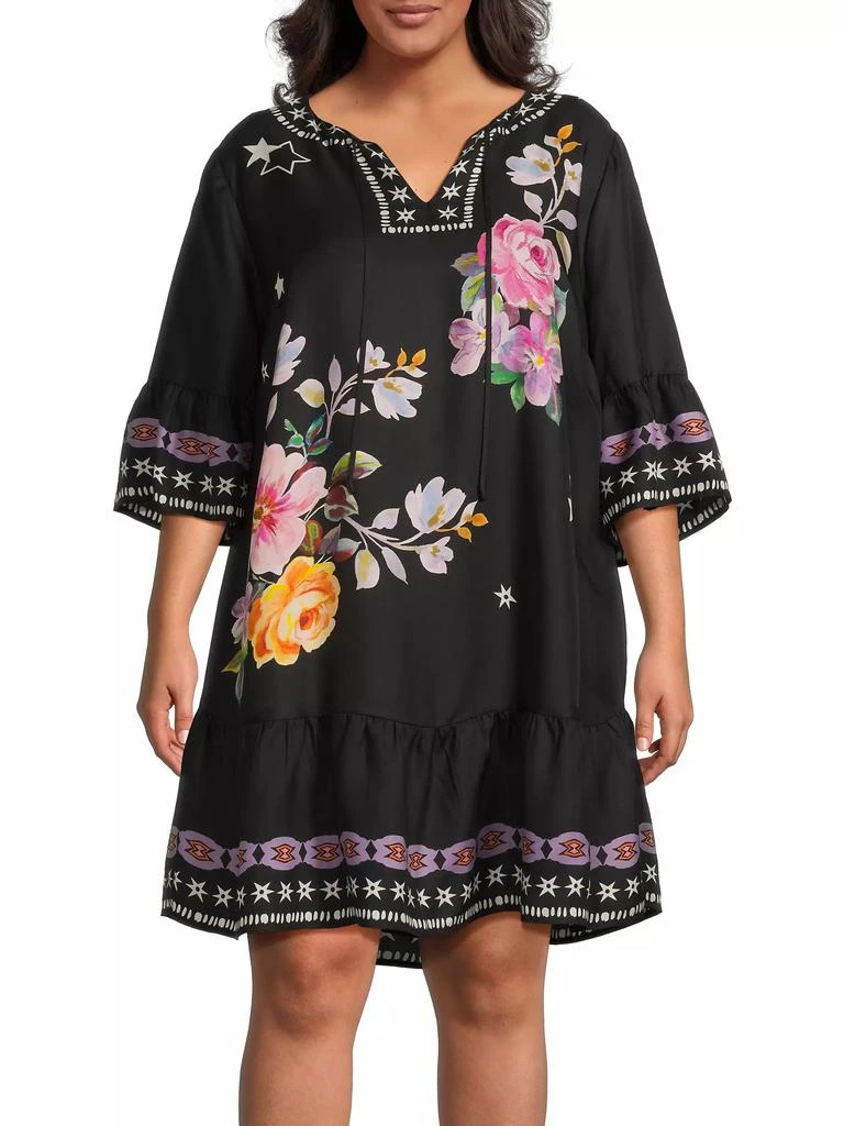 Johnny Was Plus Hailee Floral Peasant Dress 3
