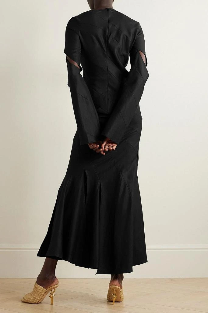 A.W.A.K.E. Mode Cutout linen, cupro and cotton-blend maxi dress 3