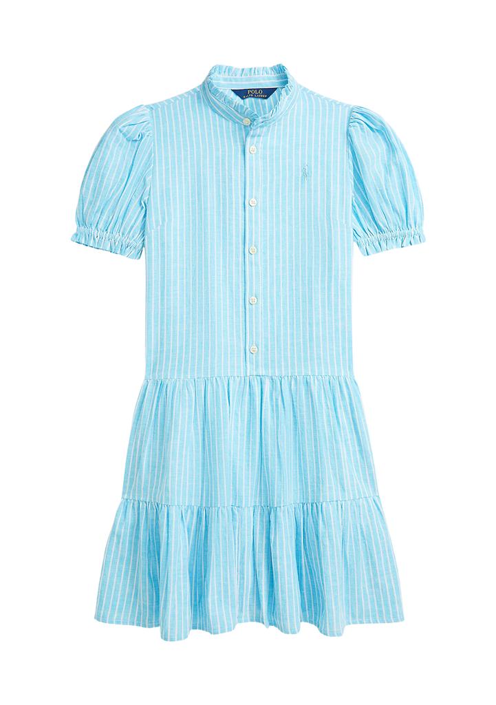 Ralph Lauren Girls 7-16 Striped Tiered Linen Cotton Dress