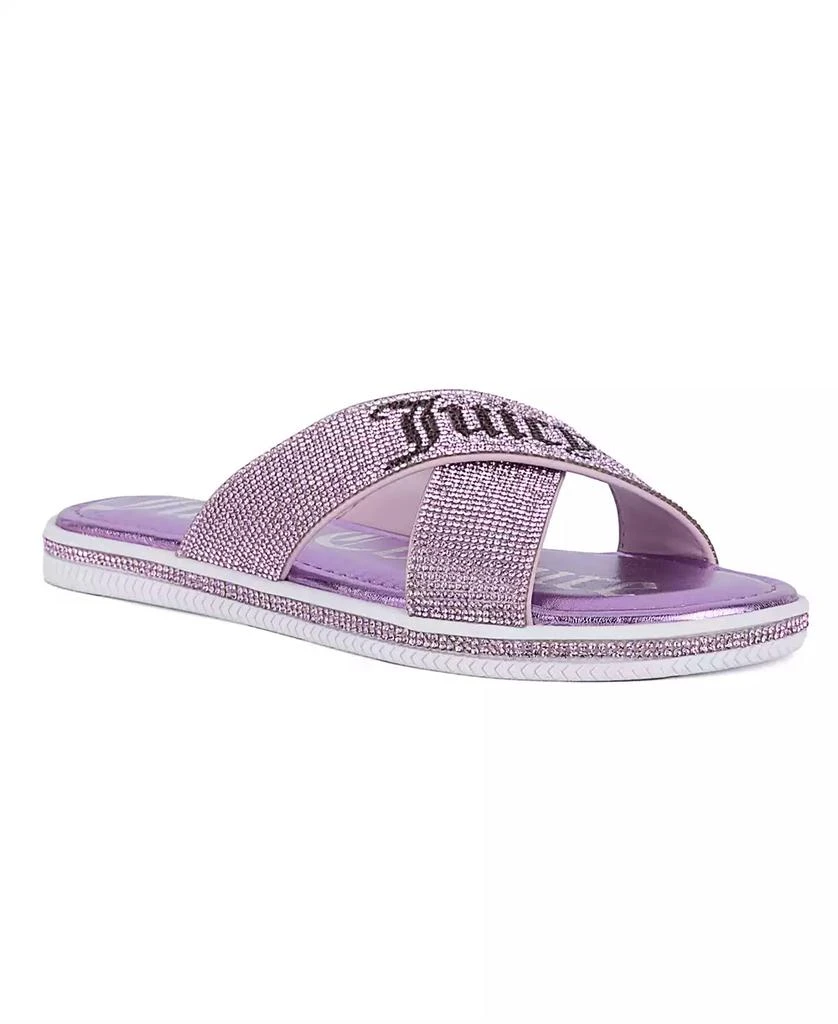 Juicy Couture Women's Yorri Slip On Sparkly Cross-Band Flat Sandals 1